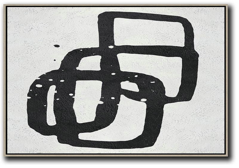Abstract Paintings On Sale,Oversized Horizontal Minimal Art On Canvas - Family Wall Decor